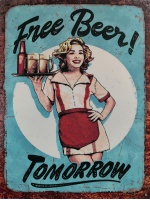 metalen_wandbord_blauwgroen_tekst_free_beer_tomorrow