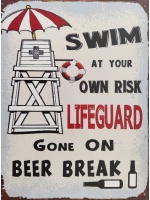 metalen_wandbord_lifeguard_swim_at_your_own_risk