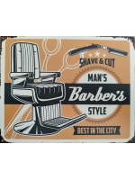 metalen_wandbord_tekst_shave_and_cut_mans_barbers_style