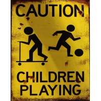 metalen_wandbord_caution_children_playing
