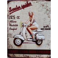 metalen_wandbord_dame_op_scooter_tekst_scooter_spider_1