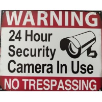 metalen_wandbord_tekst_warning_24_hour_security_camera_in_use
